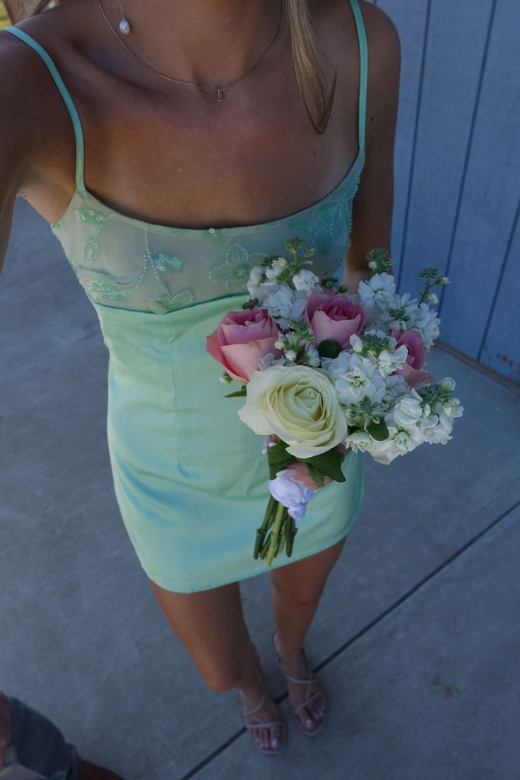 Chic Mint Green Short Homecoming Dress Satin Sheath Long Evening Dress ED10787