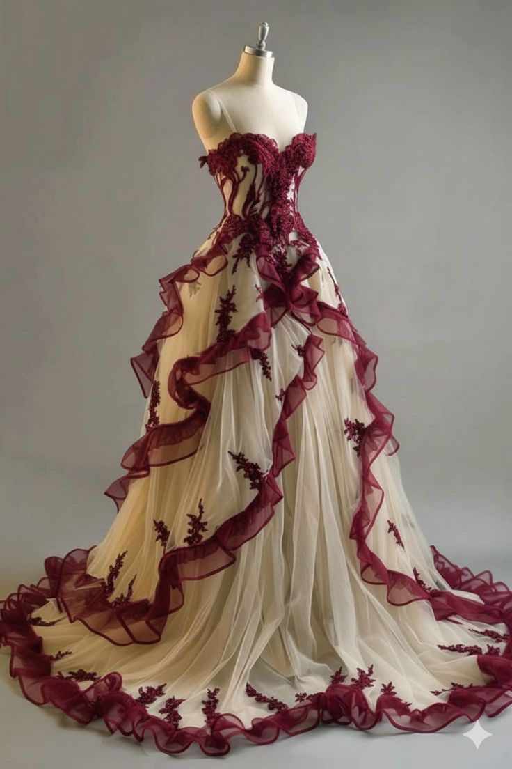 Robe de bal fourreau magnifique en tulle bordeaux, robe de soirée longue ED10812