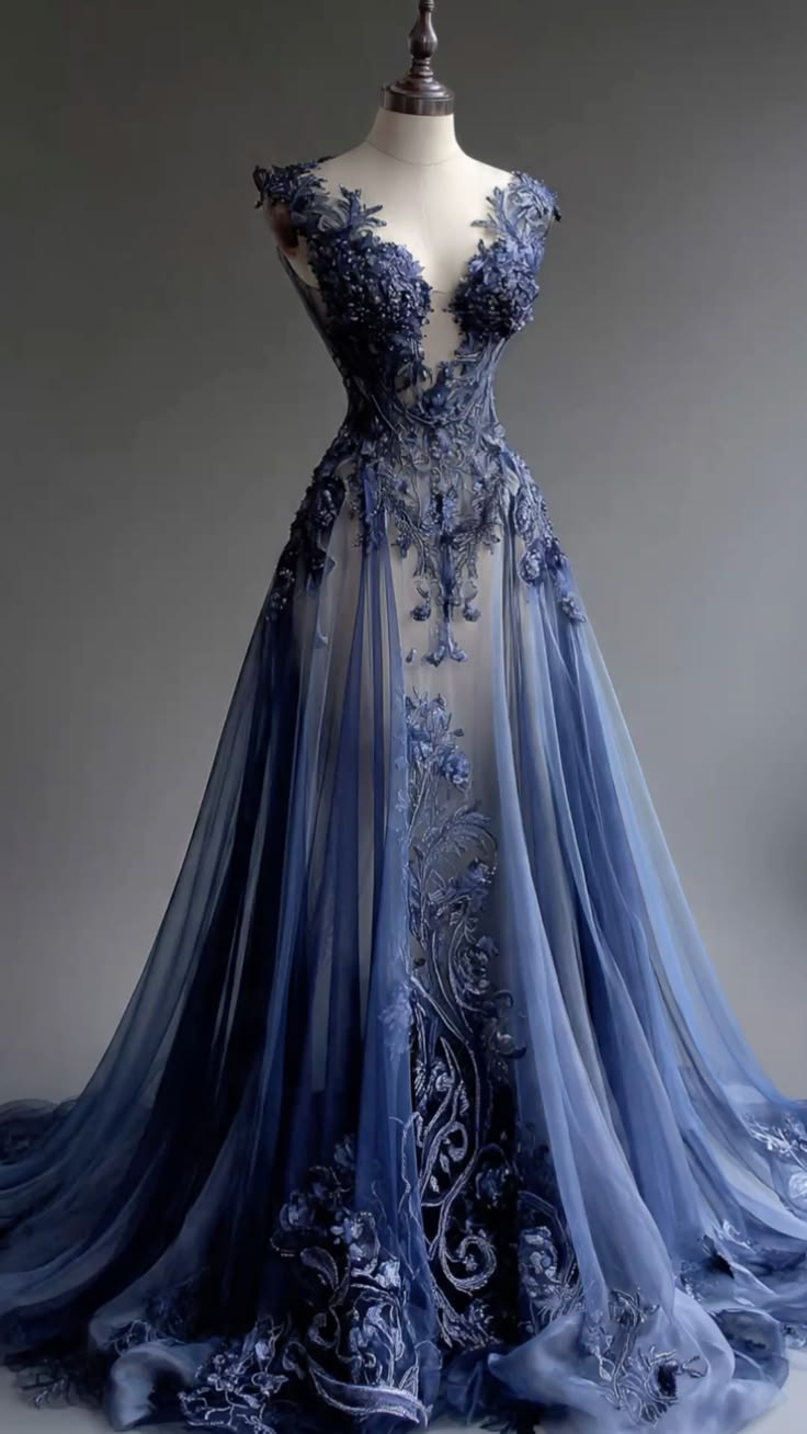 Robe de bal fourreau magnifique bleu marine en tulle, longue robe de soirée ED10814