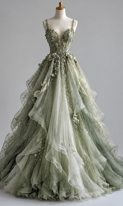 Gorgeous Green Prom Dress Sheath Tulle Long Evening Dress ED10817