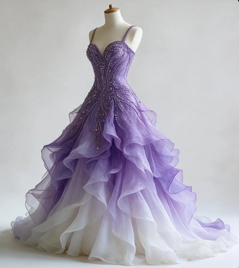 Gorgeous Purple Prom Dress Sheath Tulle Long Evening Dress ED10819