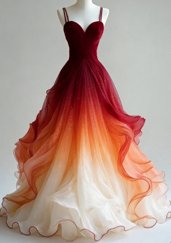 Gorgeous Red Prom Dress Sheath Tulle Long Evening Dress ED10820