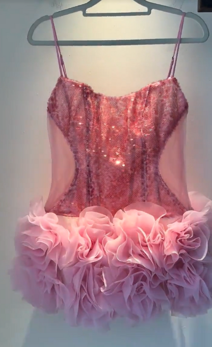 Fashion Pink Short Homecoming Dress Sheath Tulle Birthday Dress ED10825