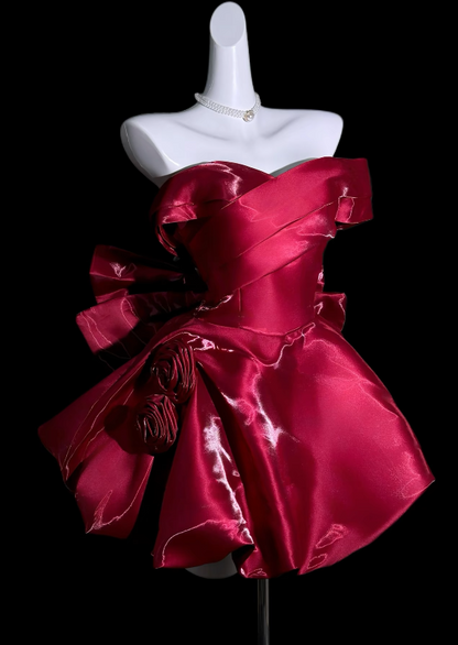 Fashion  BurgundyShort Homecoming Dress A-Line Satin Birthday Dress ED10827
