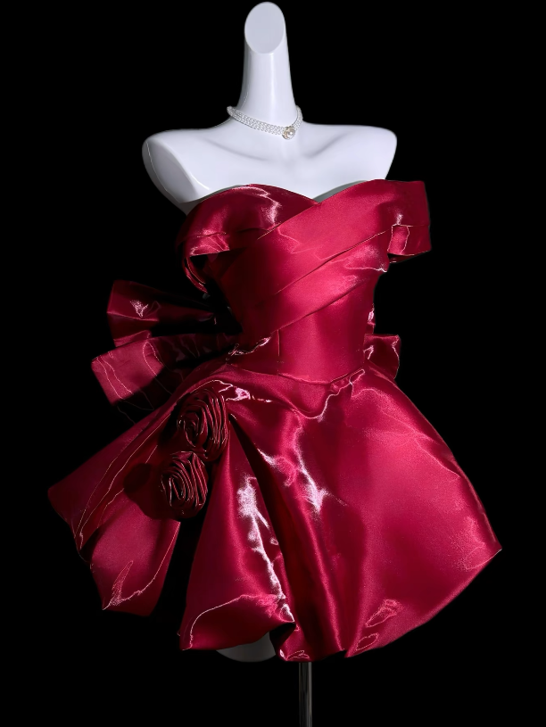 Fashion  BurgundyShort Homecoming Dress A-Line Satin Birthday Dress ED10827