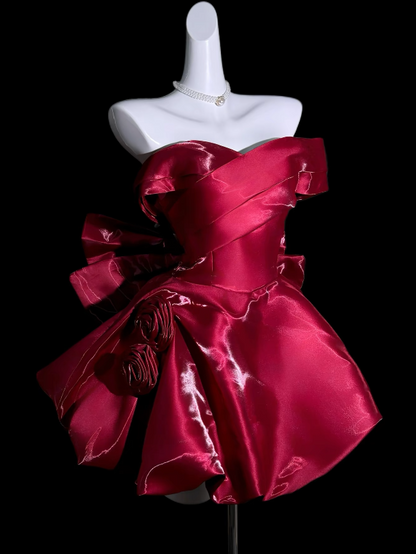 Fashion  BurgundyShort Homecoming Dress A-Line Satin Birthday Dress ED10827