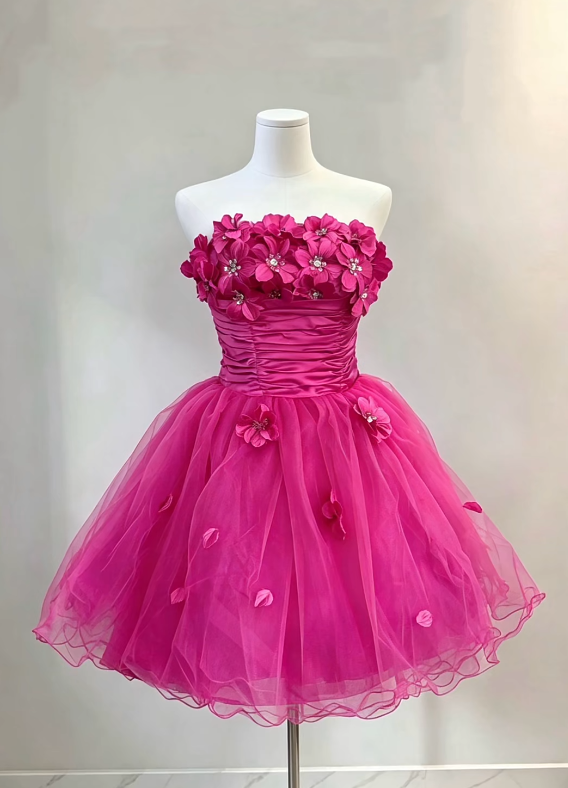 Fashion Burgundy Short Homecoming Dress A-Line Satin Birthday Dress ED10828