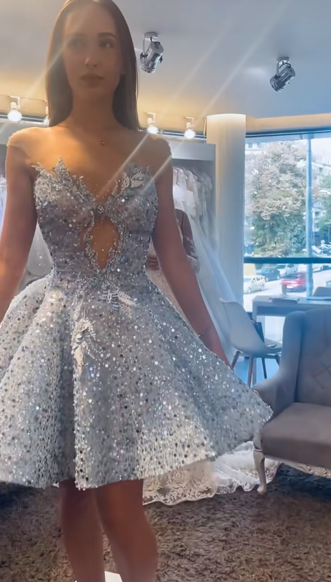 Fashion Pale Blue Short Homecoming Dress A-Line Tulle Birthday Dress ED10829
