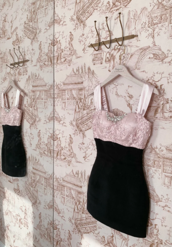 Fashion Black Short Homecoming Dress A-Line Satin Birthday Dress ED10830