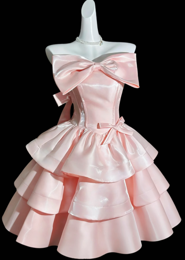 Fashion Pink Short Homecoming Dress A-Line Satin Birthday Dress ED10833