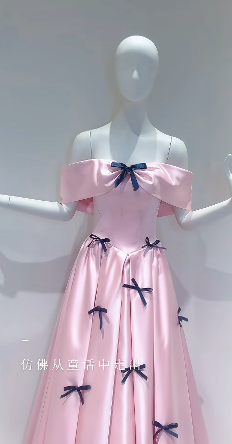 Fashion A-Line Satin Long Evening Dress Pink Prom Dress ED10844