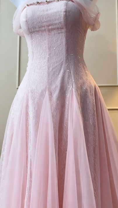 Fashion A-Line Satin Long Evening Dress Pink Prom Dress ED10845