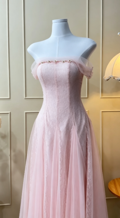 Fashion A-Line Satin Long Evening Dress Pink Prom Dress ED10845