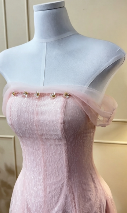 Fashion A-Line Satin Long Evening Dress Pink Prom Dress ED10845