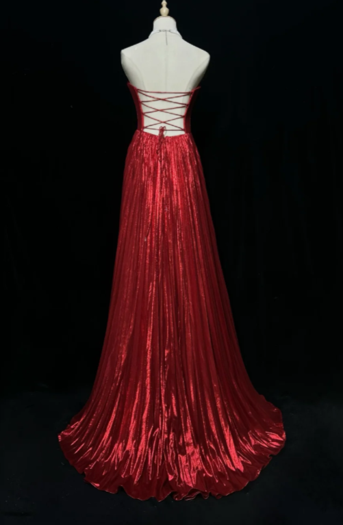 Fashion Sheath Satin Long Evening Dress Burgundy Prom Dress ED10852
