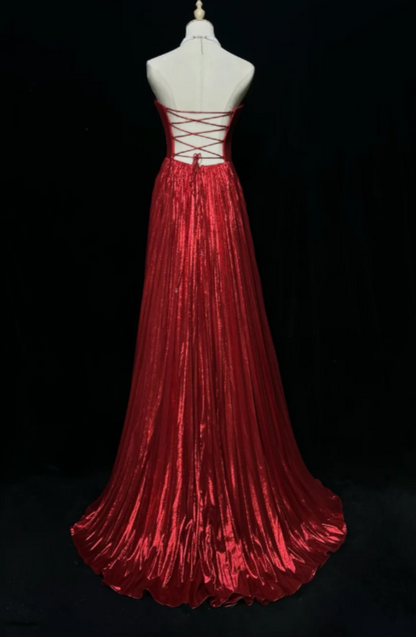 Fashion Sheath Satin Long Evening Dress Burgundy Prom Dress ED10852