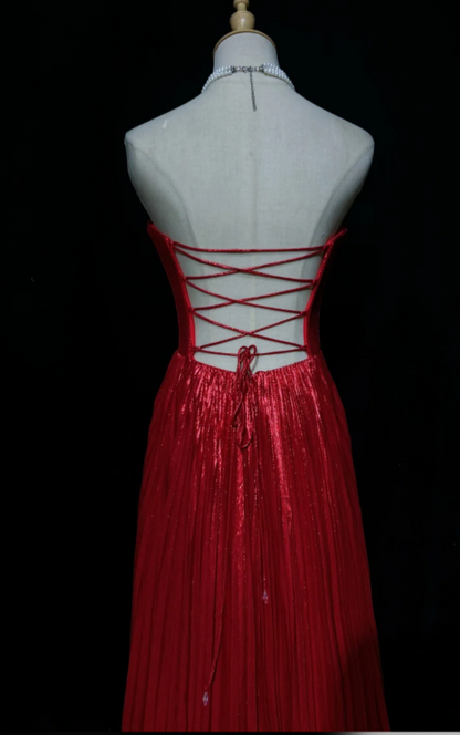 Fashion Sheath Satin Long Evening Dress Burgundy Prom Dress ED10852
