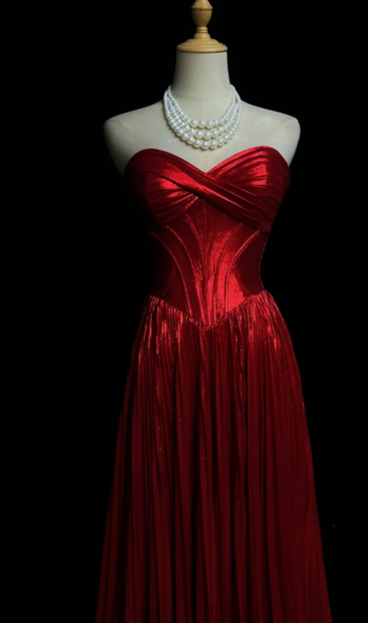 Fashion Sheath Satin Long Evening Dress Burgundy Prom Dress ED10852