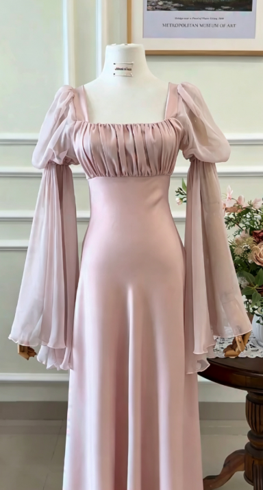 Fashion Sheath Satin Long Evening Dress Pink Prom Dress ED10855
