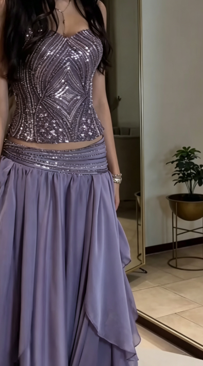 Fashion Sheath Chiffon Long Evening Dress Purple Prom Dress ED10856