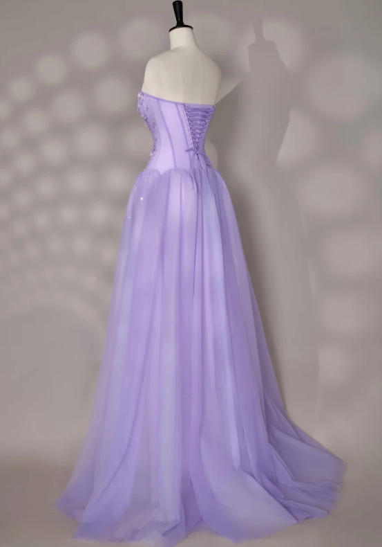 Fashion A-Line Tulle Long Evening Dress Lilac Prom Dress ED10860