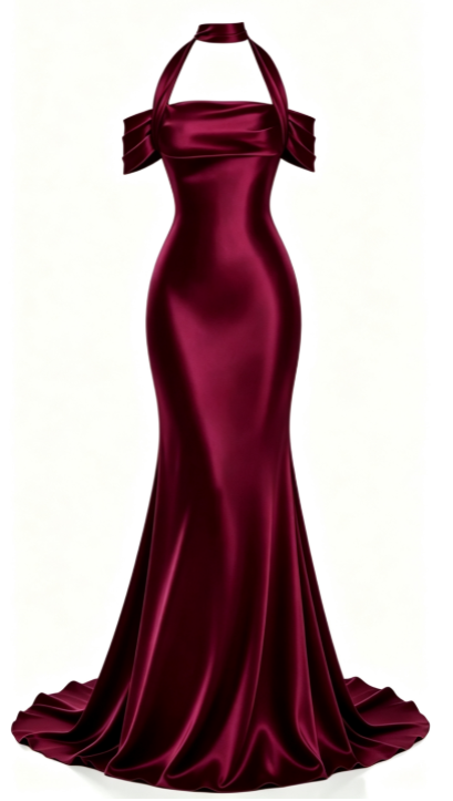 Fashion Sheath Satin Long Evening Dress Burgundy Prom Dress ED10865