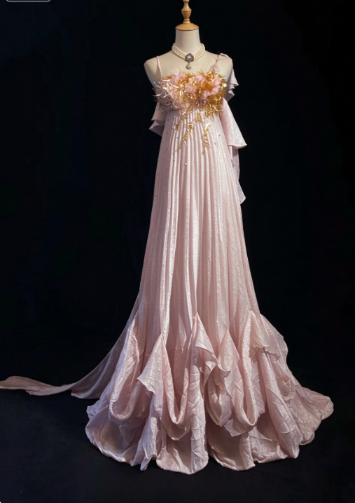 Gorgeous Sheath Chiffon Long Evening Dress Pink Prom Dress ED10878