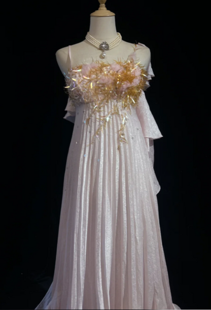 Gorgeous Sheath Chiffon Long Evening Dress Pink Prom Dress ED10878