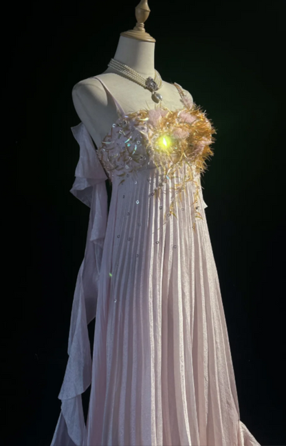Gorgeous Sheath Chiffon Long Evening Dress Pink Prom Dress ED10878