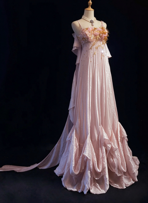 Gorgeous Sheath Chiffon Long Evening Dress Pink Prom Dress ED10878