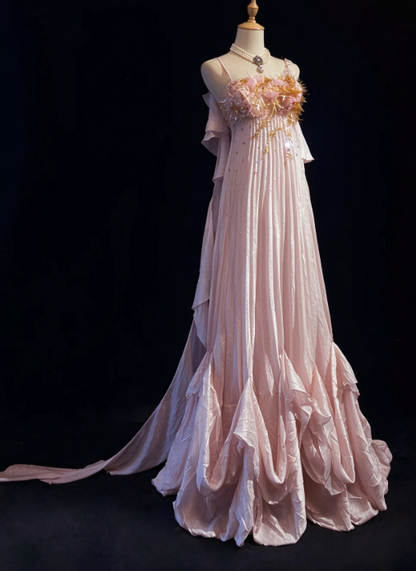 Gorgeous Sheath Chiffon Long Evening Dress Pink Prom Dress ED10878