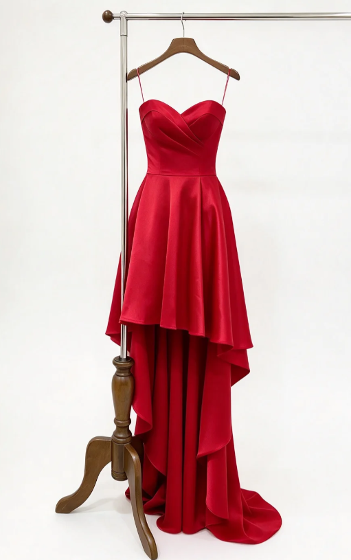 Robe de soirée longue fourreau en satin rouge magnifique, robe de bal ED10879