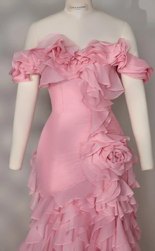 Gorgeous Sheath Chiffon Long Evening Dress Pink Prom Dress ED10881