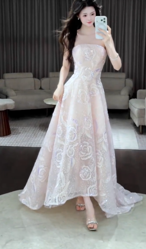 Gorgeous A-Line Tulle Long Evening Dress  Light Pink Prom Dress ED10885