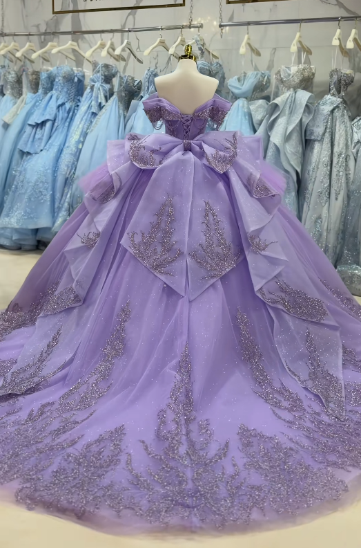 Gorgeous Ball Gown Quinceanera Dres Tulle Lilac Sweet 16 Dress ED10894
