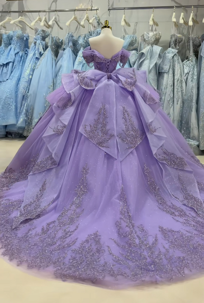 Gorgeous Ball Gown Quinceanera Dres Tulle Lilac Sweet 16 Dress ED10894