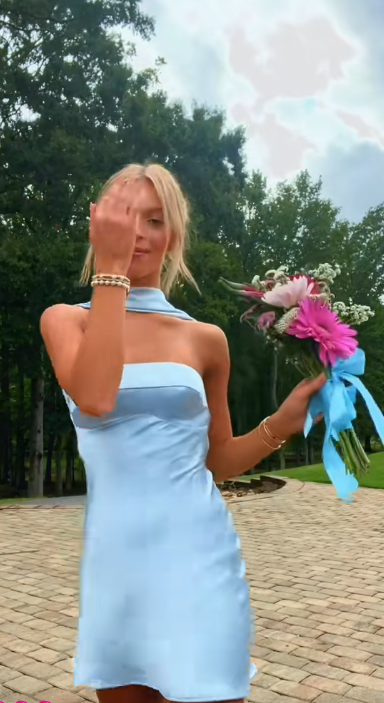 Robe de bal courte bleu chic, robe fourreau en satin pour anniversaire ED10905