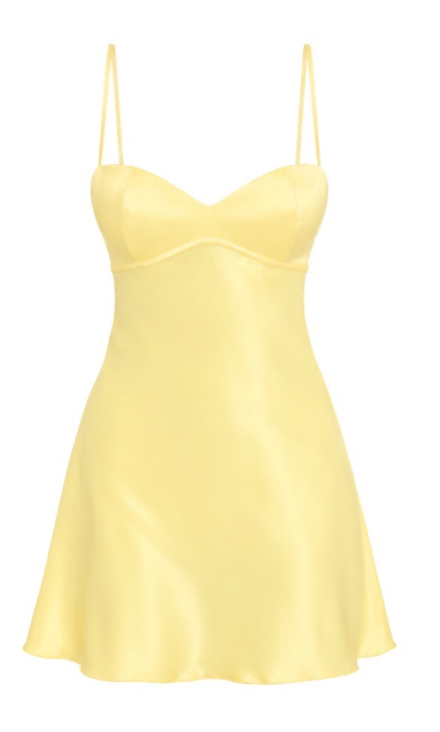 Chic Yellow Short Homecoming Dress Satin Sheath Birthday Dress ED10911