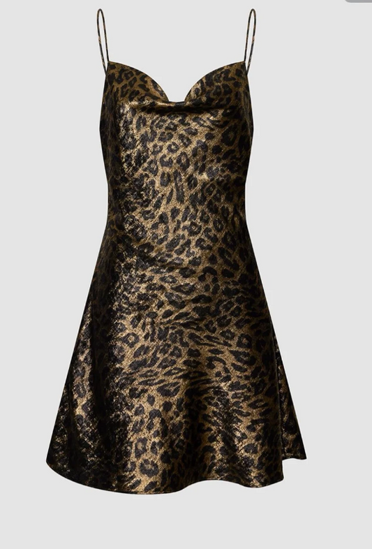Schickes kurzes Leopard-Heimkehrkleid, Etuikleid aus Satin, Geburtstagskleid ED10916