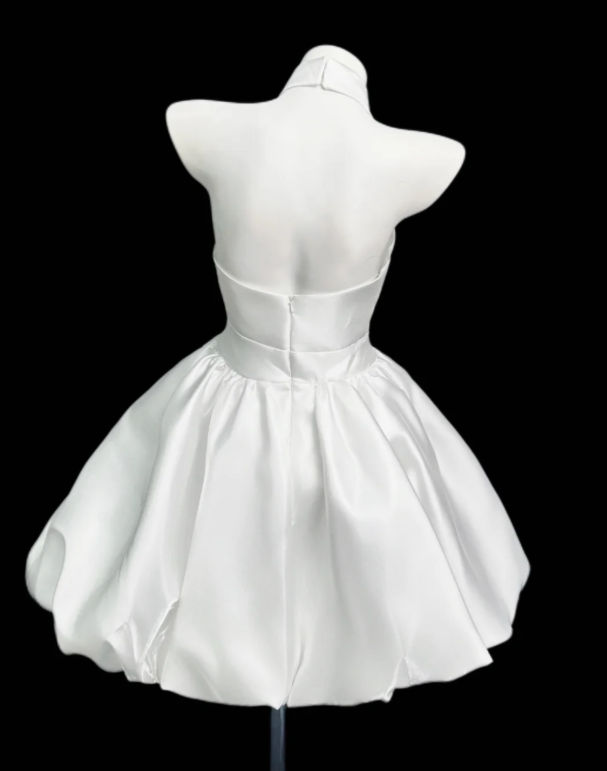 Chic White Short Homecoming Dress Satin A-Line Birthday Dress ED10919