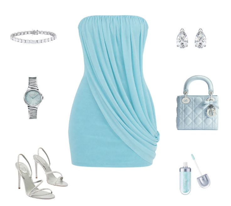 Chic Blue Short Homecoming Dress Chiffon Sheath Birthday Dress ED10921