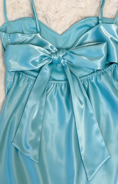 Chic Blue Short Homecoming Dress Satin Sheath Birthday Dress ED10922
