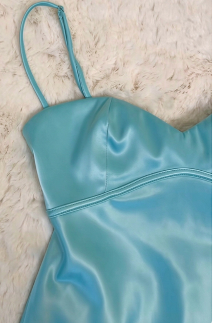 Chic Blue Short Homecoming Dress Satin Sheath Birthday Dress ED10922