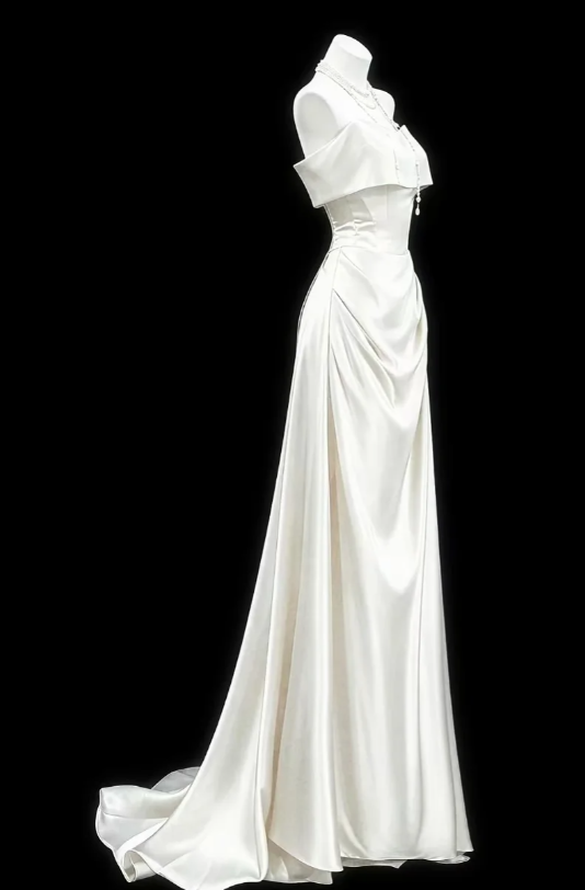 Timeless Sheath Satin Wedding Dress White Birdal Gown ED10927