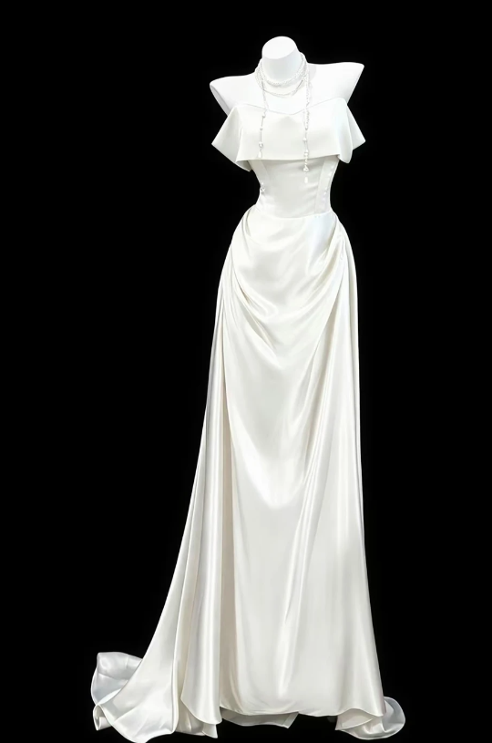 Timeless Sheath Satin Wedding Dress White Birdal Gown ED10927