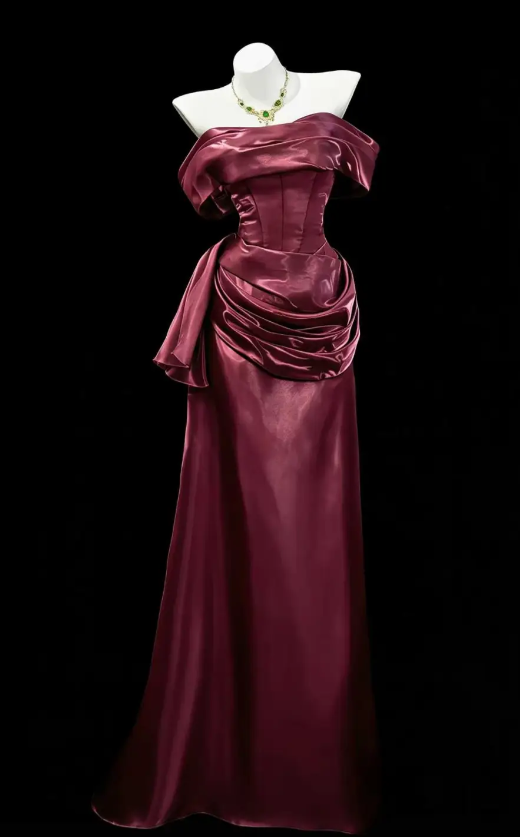 Timeless Plum Prom Dress Sheath Satin Long Evening Dress ED10931