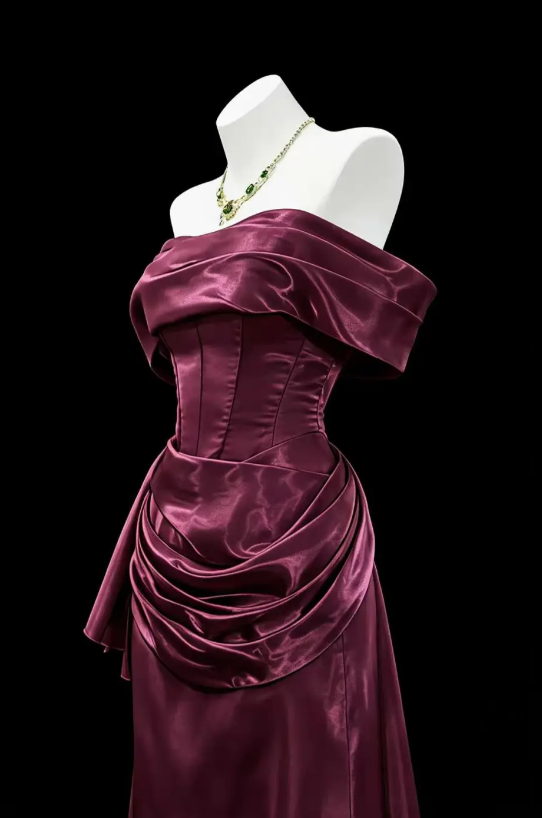 Timeless Plum Prom Dress Sheath Satin Long Evening Dress ED10931
