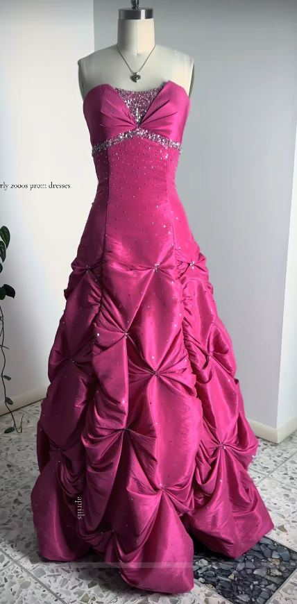 Hot Pink Prom Dress A-Line Long Satin Evening Dress ED10944