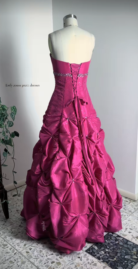 Hot Pink Prom Dress A-Line Long Satin Evening Dress ED10944