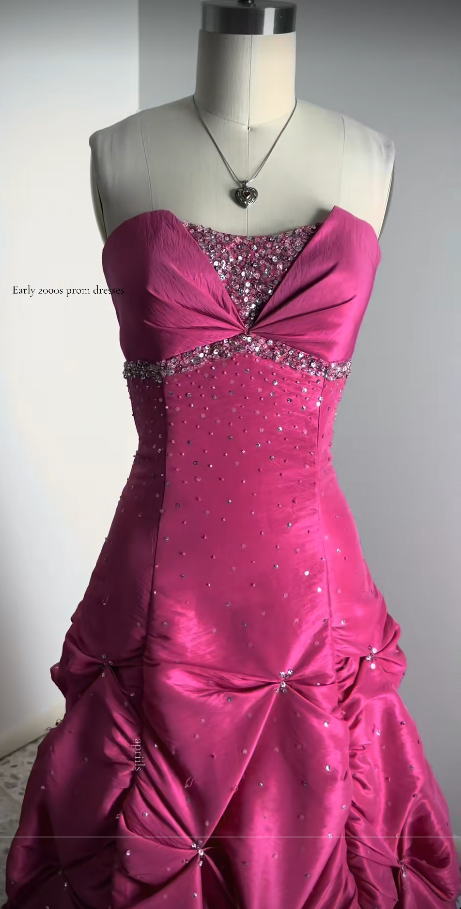 Hot Pink Prom Dress A-Line Long Satin Evening Dress ED10944